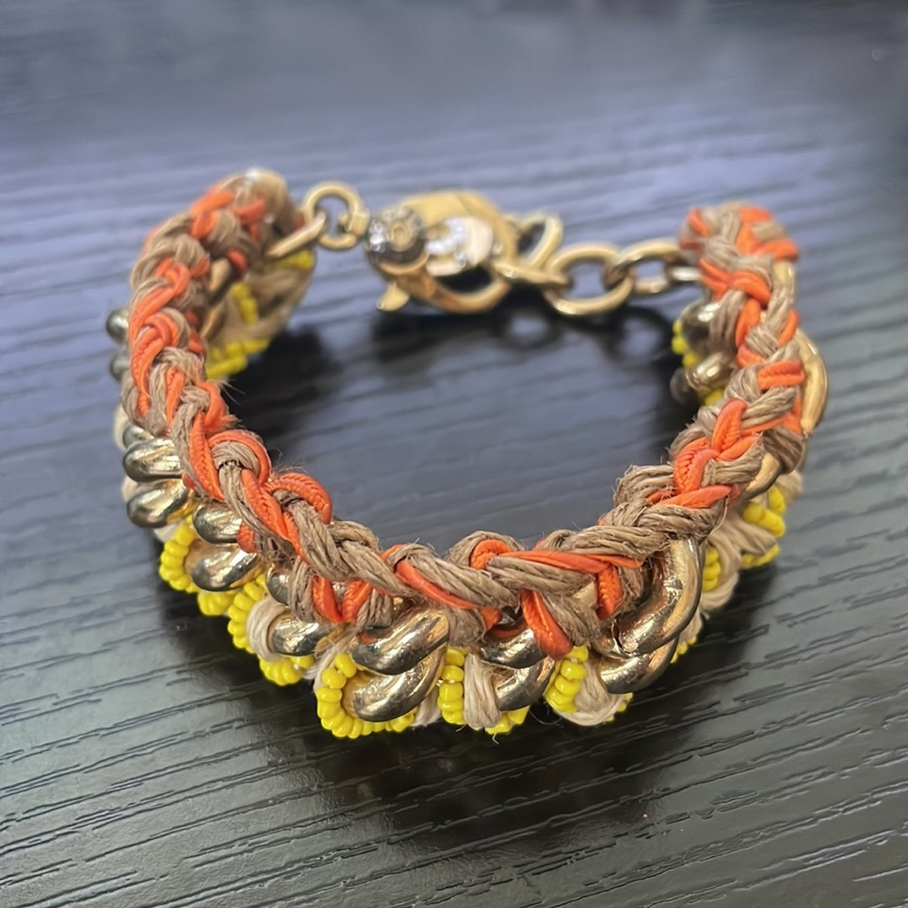 Henri Bendel Orange and Yellow Braided Bracelet